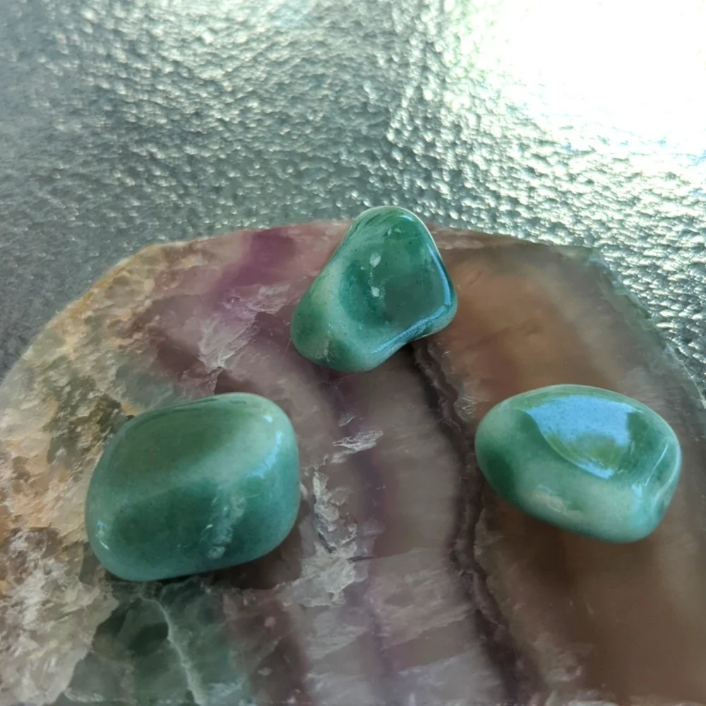 Three Green Tumbeled Adventurine Stones